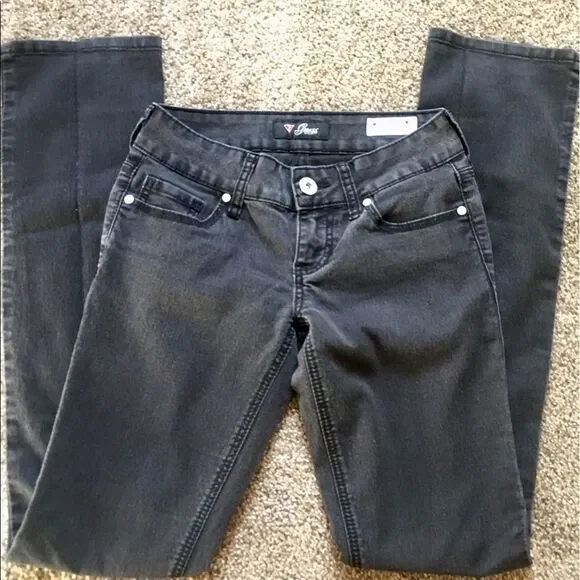 Sz 25 faded black / gray grey low rise guess jeans - Picture 4 of 5